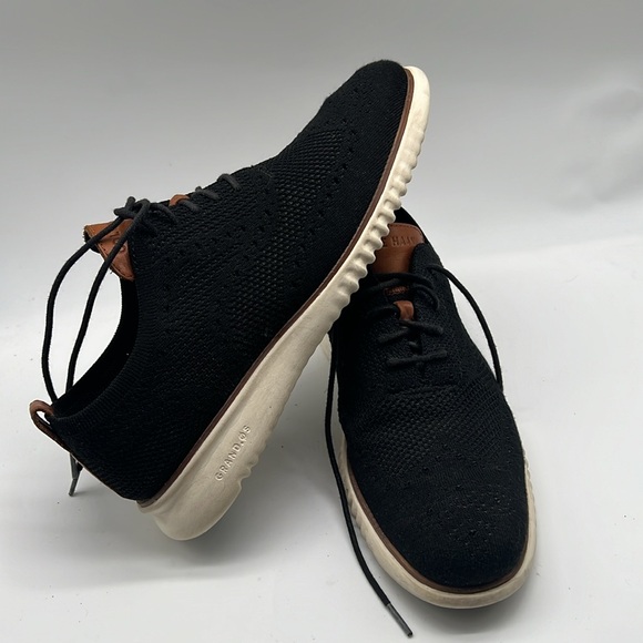 Cole Haan Mens Black 2.Zerogrand Stitchlite Wingtip Oxford  Knit GrandOS SZ 9.5M - Picture 3 of 9